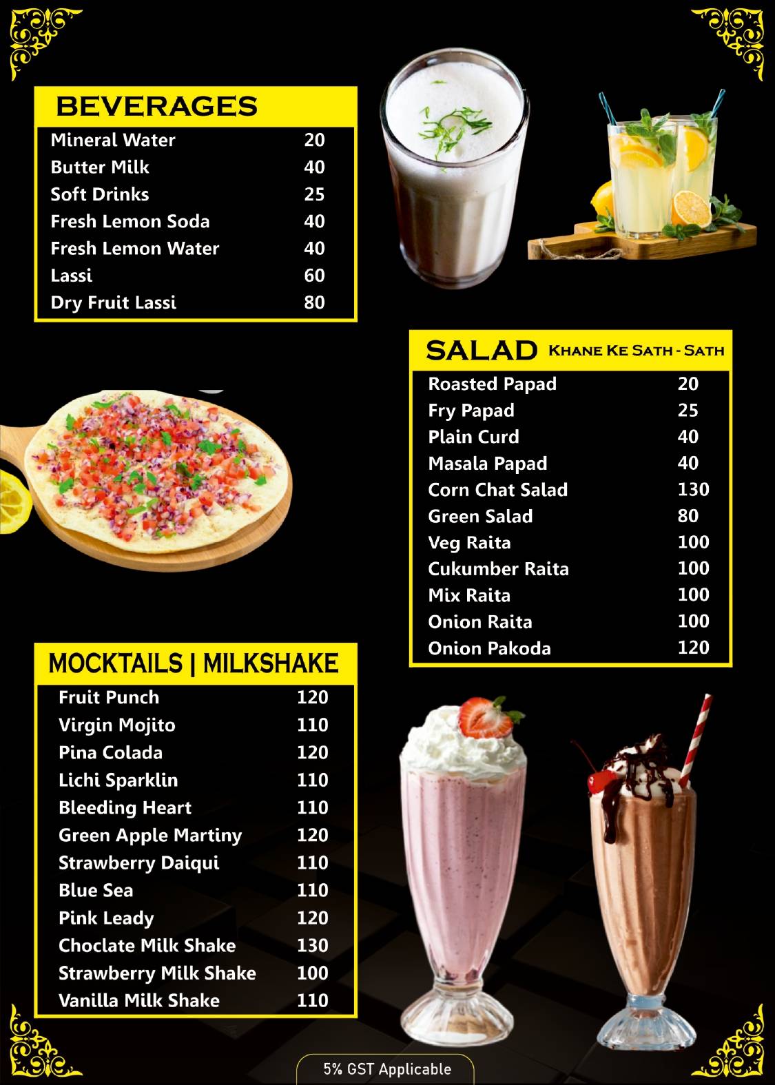 Sitara Family Restaurant menu