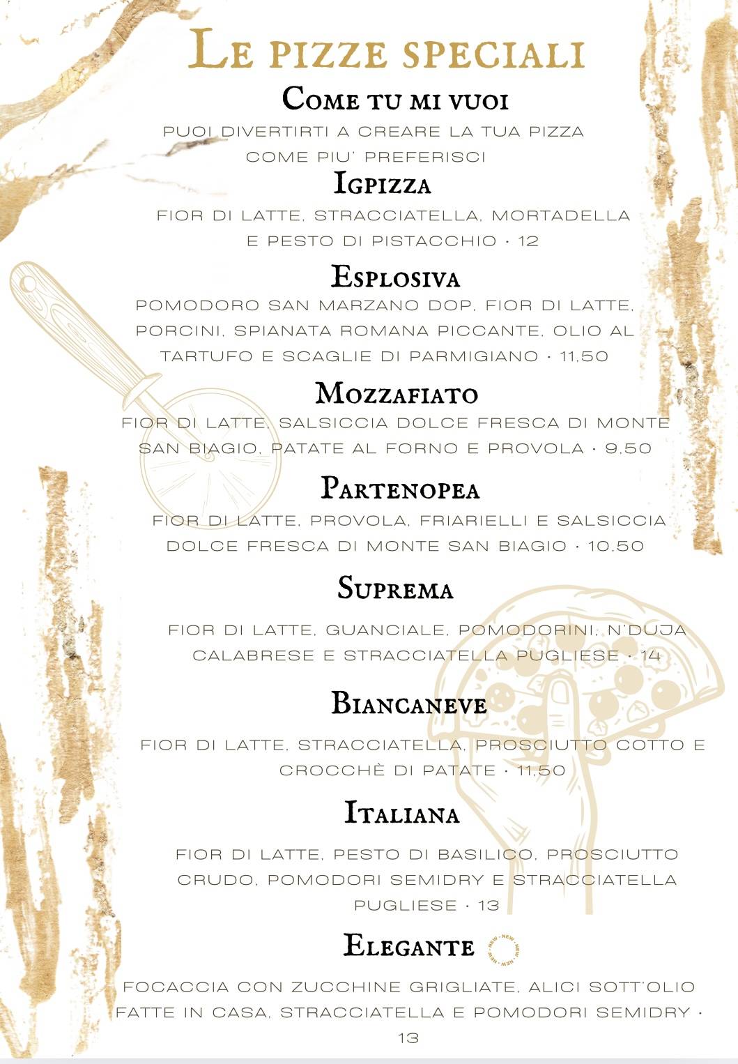 Menu di Sogni d'acqua e farina 