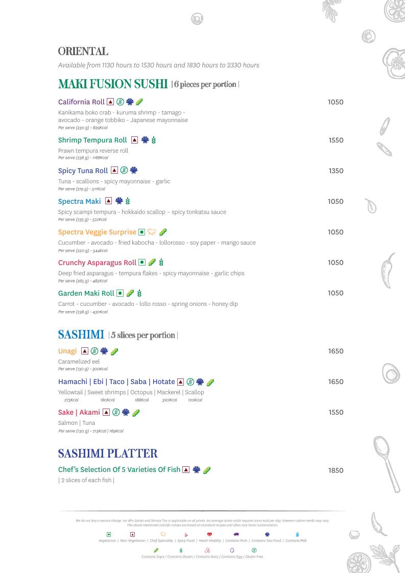 Spectra - The Leela Ambience Gurugram menu