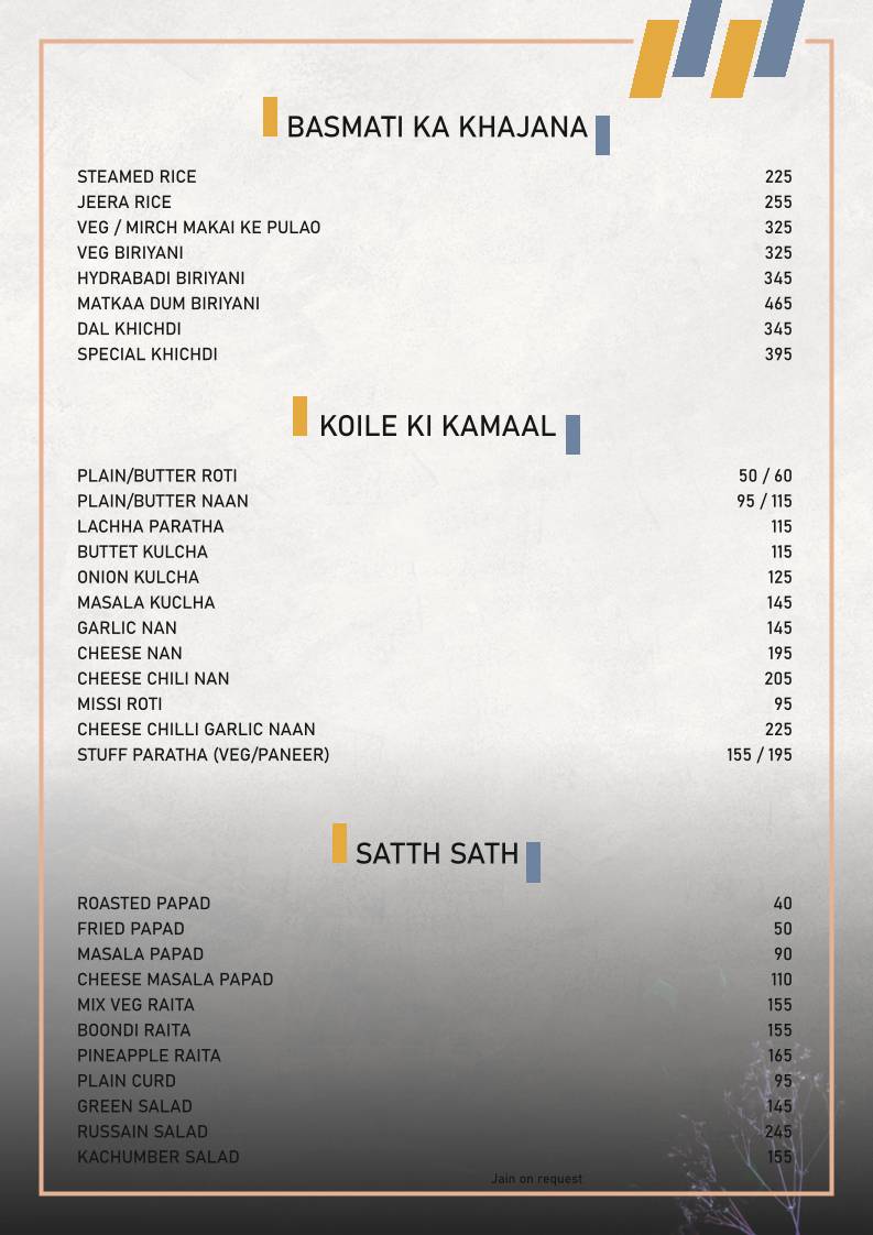 Spice Petals - a Fleet Restro & Banquet menu