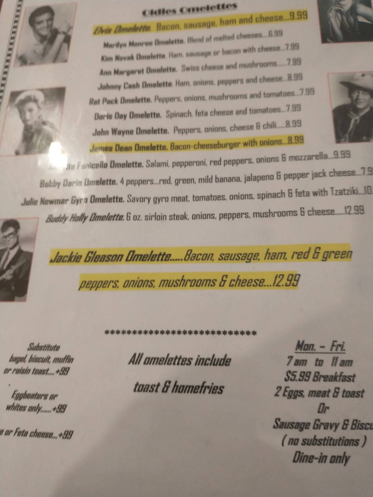 Menu at Spinner's Good Time Diner restaurant, Chardon