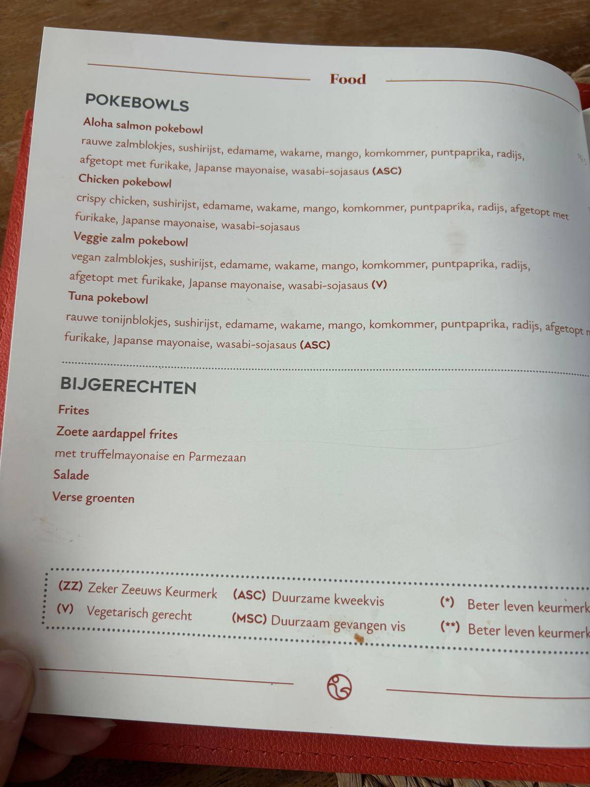 Menu de Strandclub Horizon