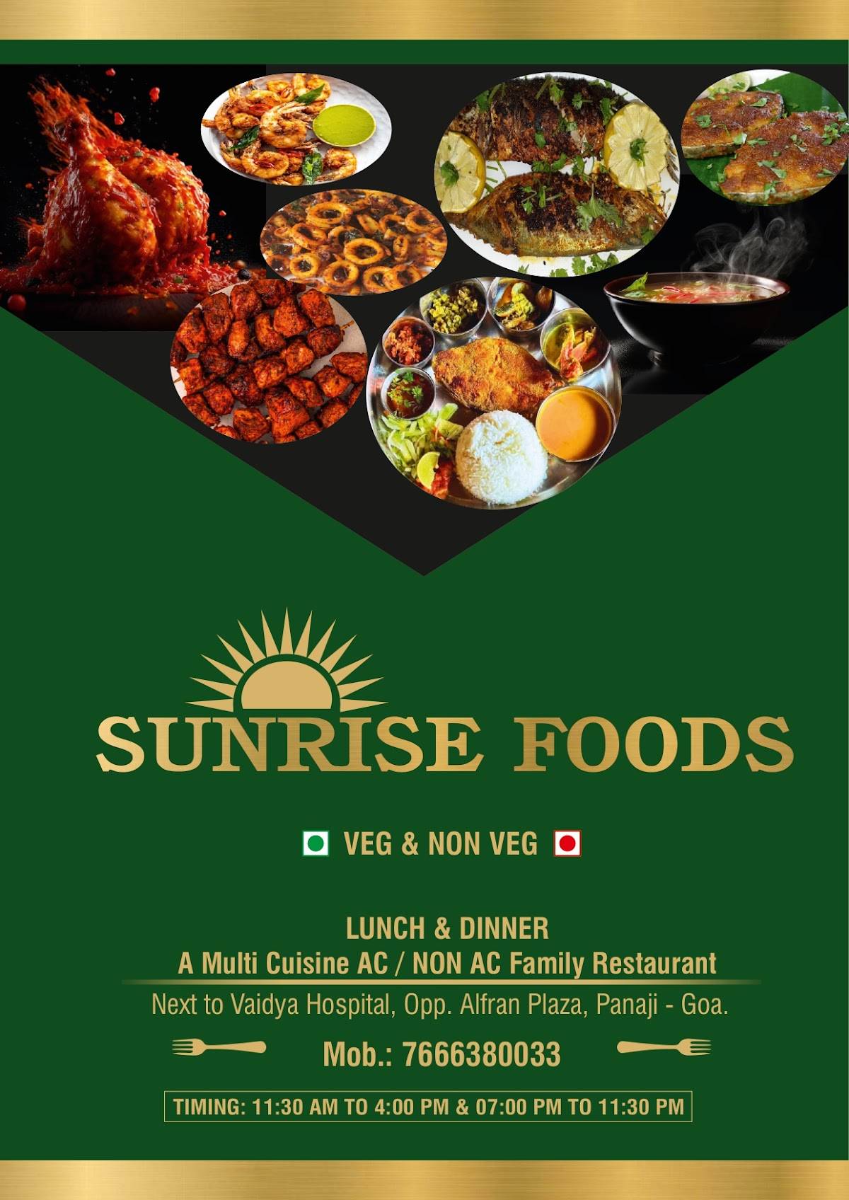 Sunrise foods 2.0 menu