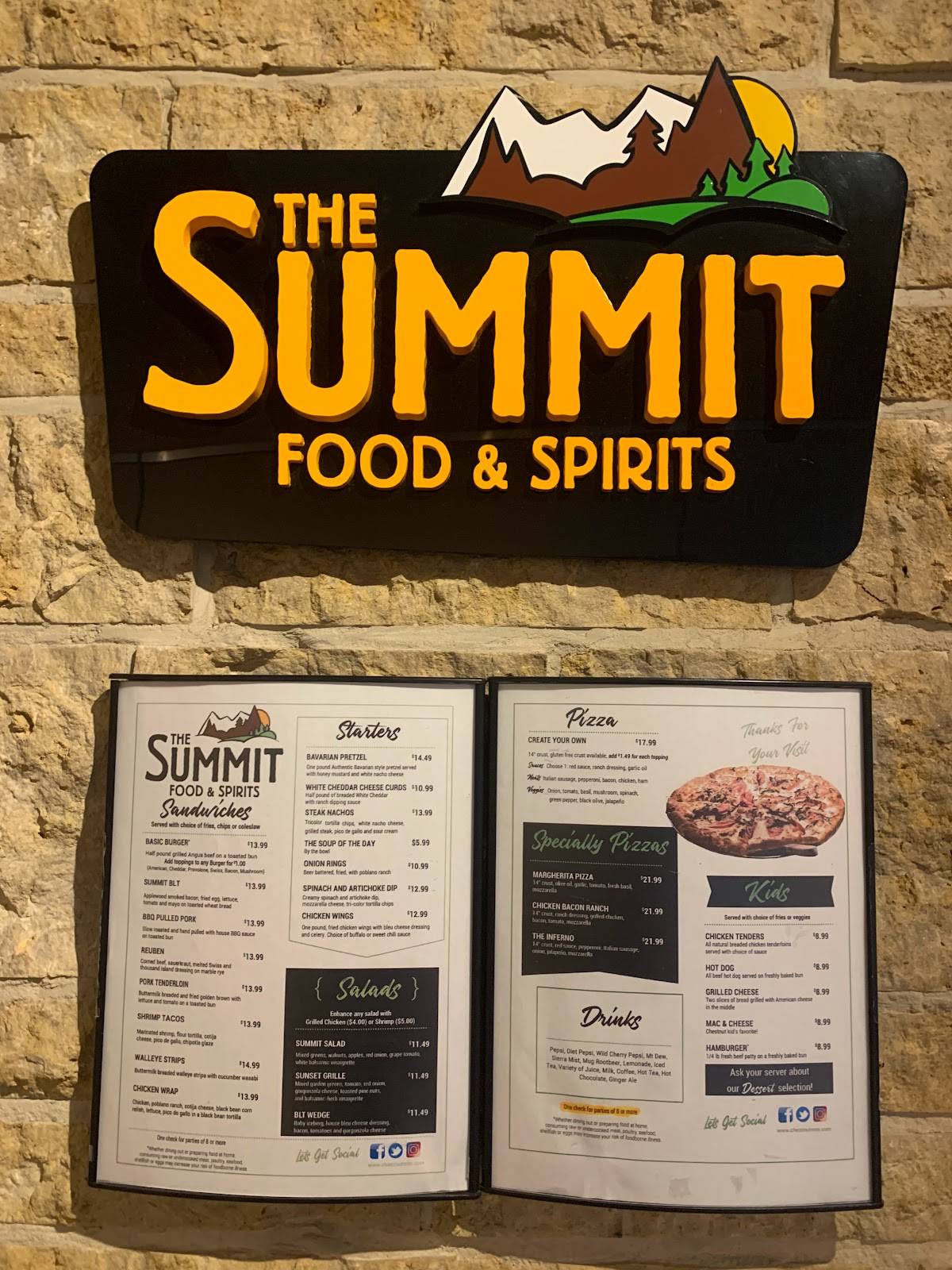 Menu at Sunset Grille restaurant, USA, W Chestnut Mountain Rd
