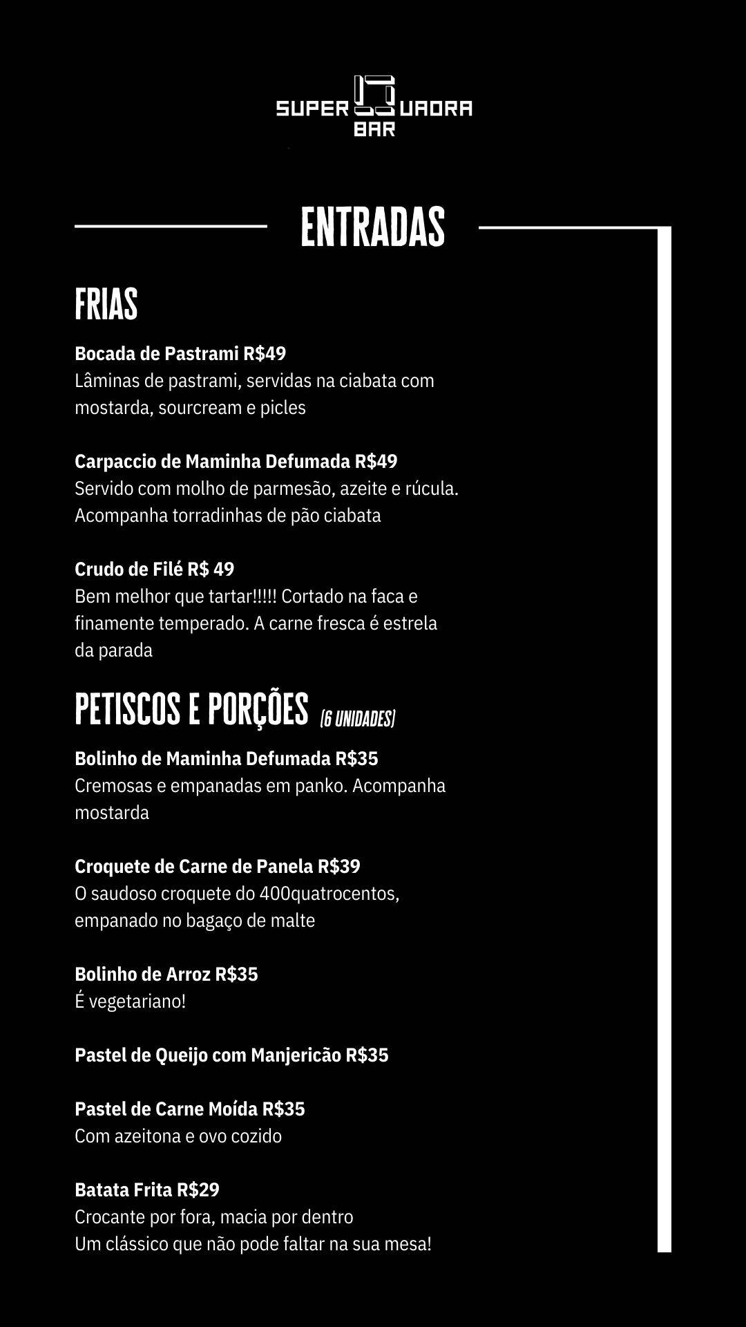 Superquadra Bar: Cerveja, Churrasco, Comida, Sanduíches, Delivery Asa Norte DF cardápio
