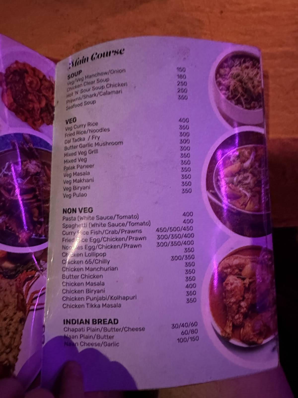 Surya Beach Cafe Galgibagh menu