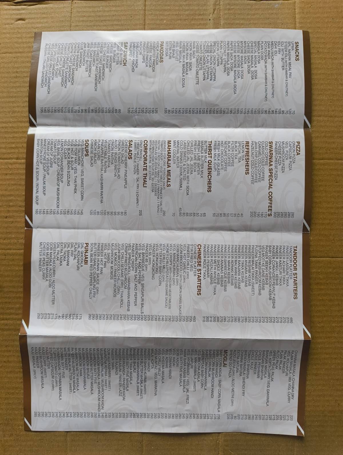 Swarnaa Vegetarian - Navle Bridge menu