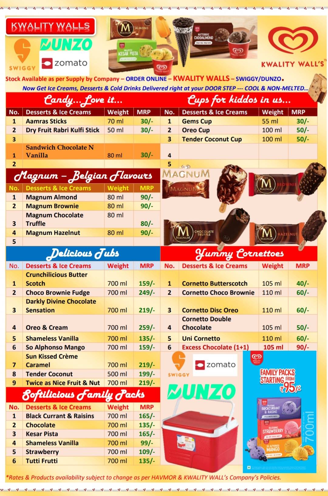 Taste of Hindustan menu