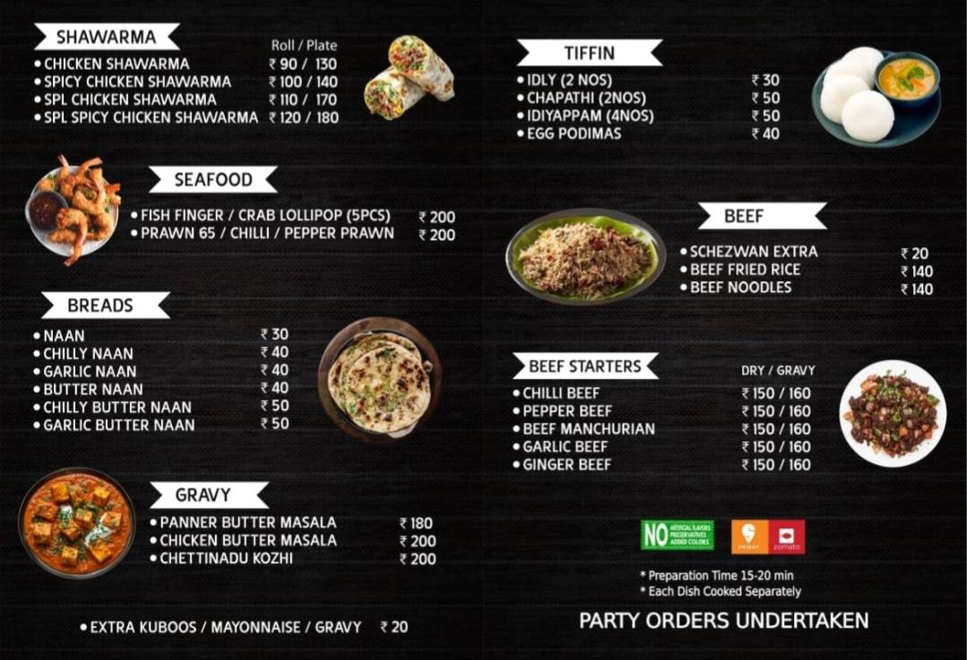 Tasteen Restaurant menu