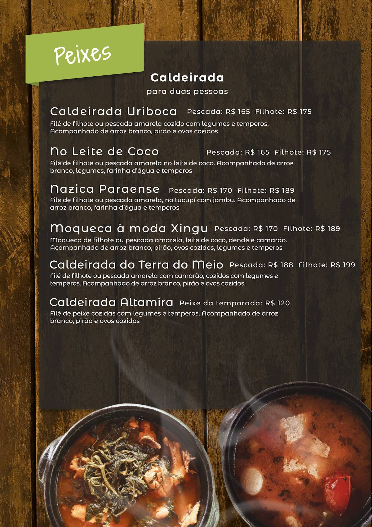 TERRA DO MEIO - Restaurante Rural cardápio