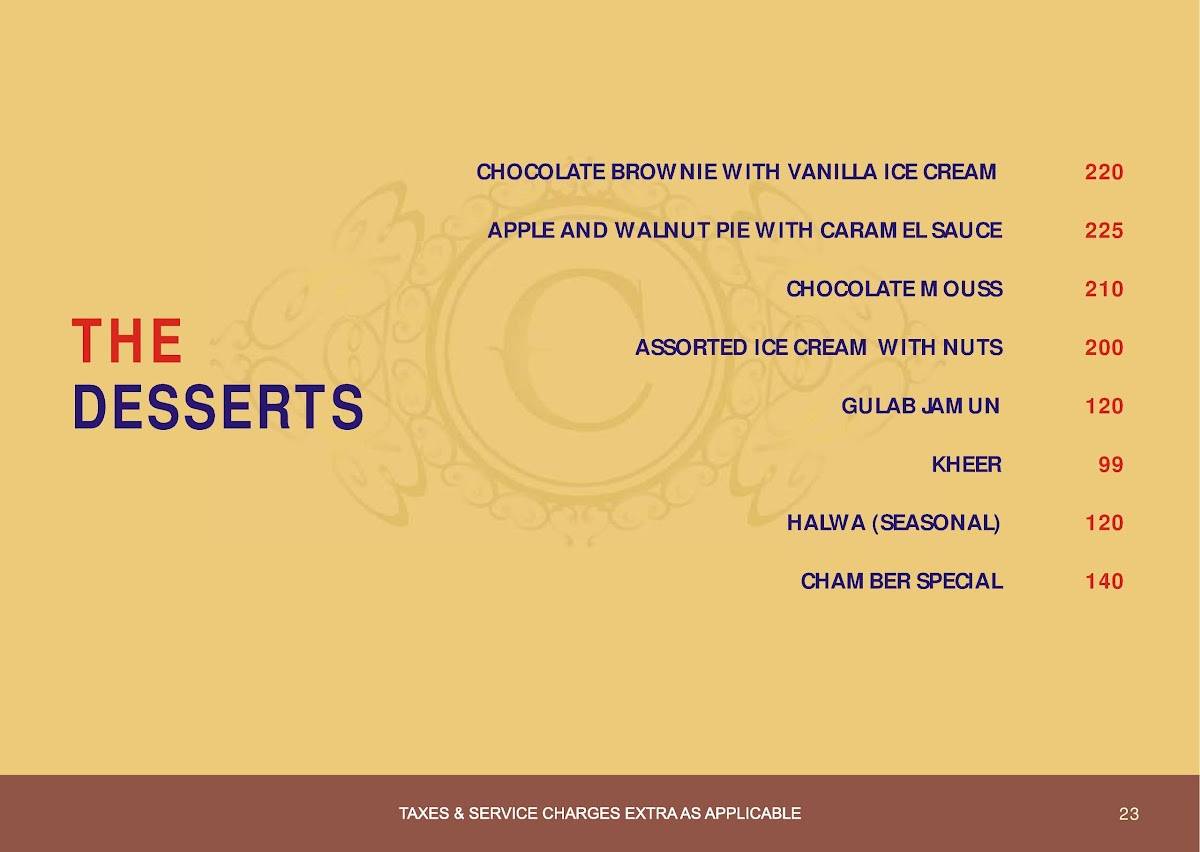 The Chamber - A Family Restaurant menu