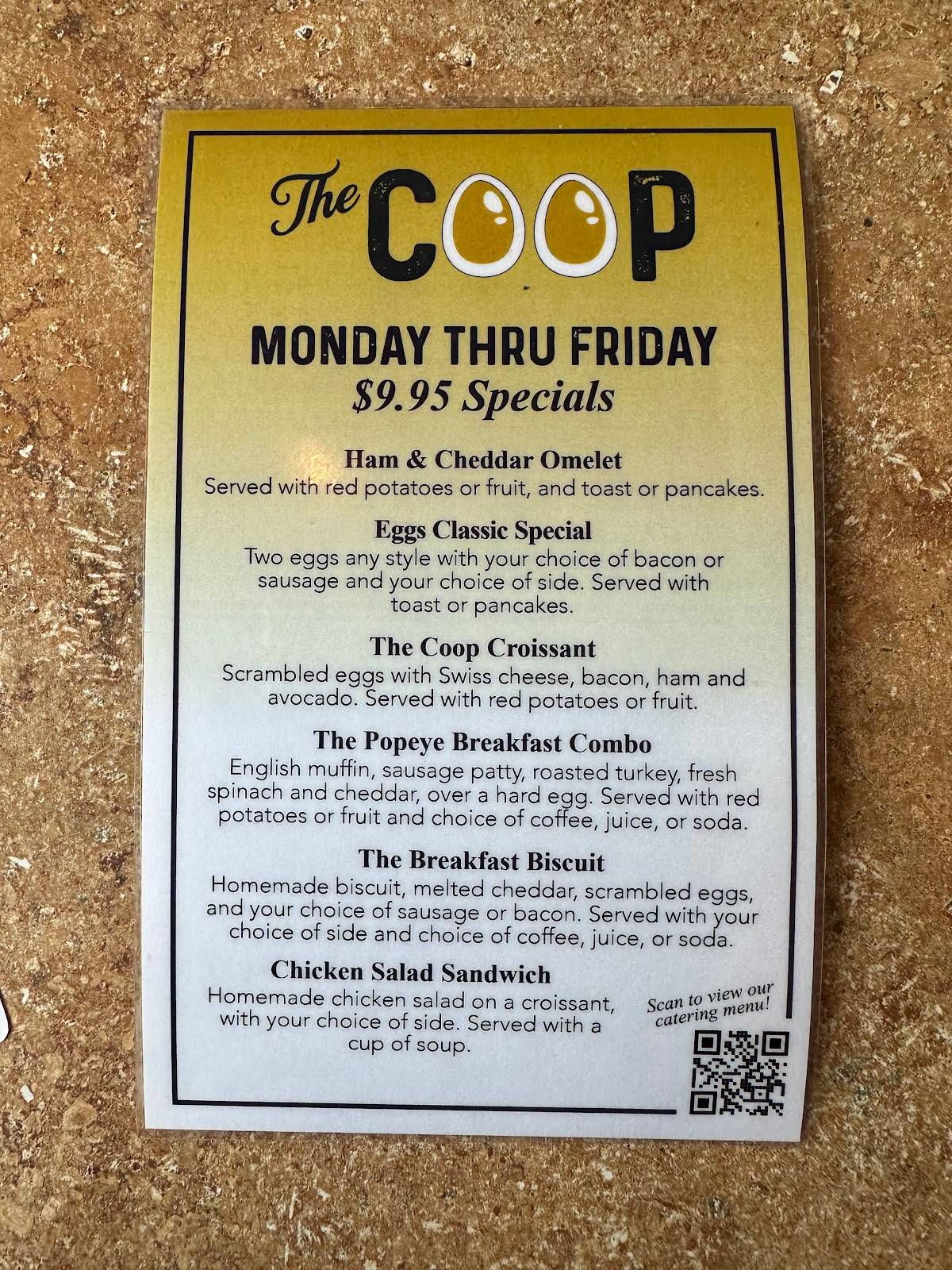 Menu at The Coop restaurant, Waukesha