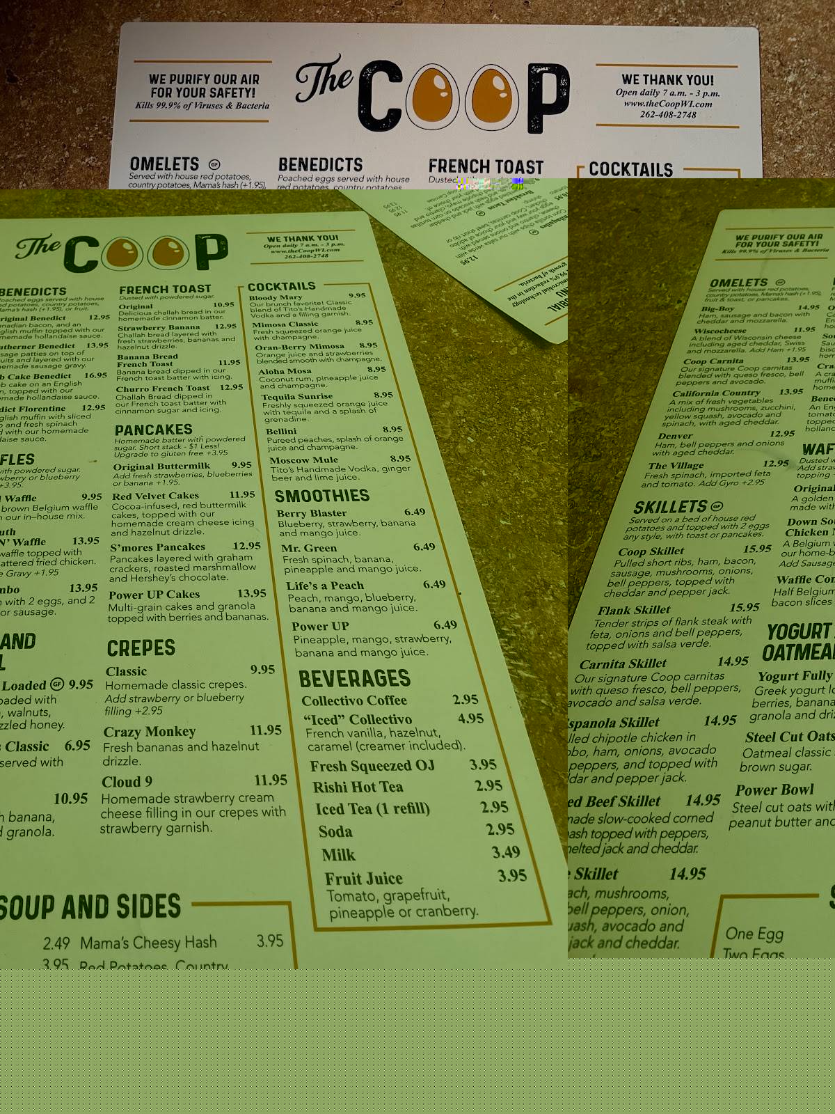 Menu at The Coop restaurant, Waukesha