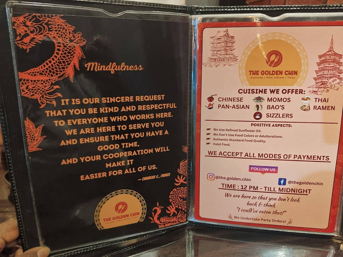 The Golden Chin menu