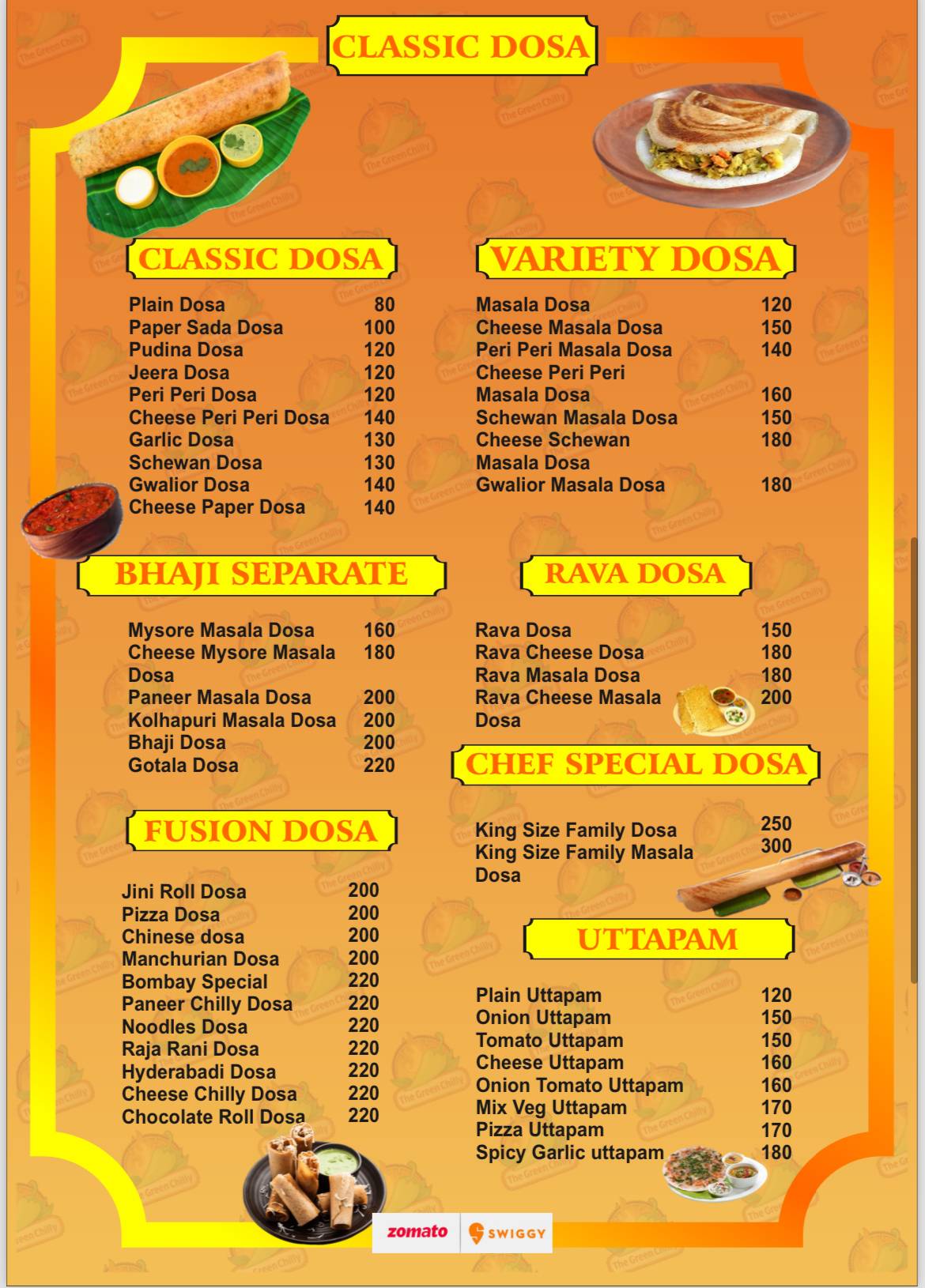 The Green Chilly menu