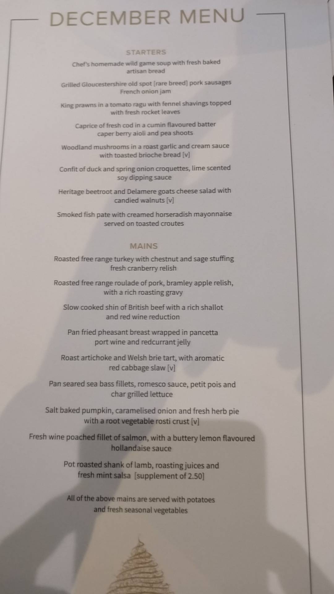 Menu at The Manor restaurant, Greasby