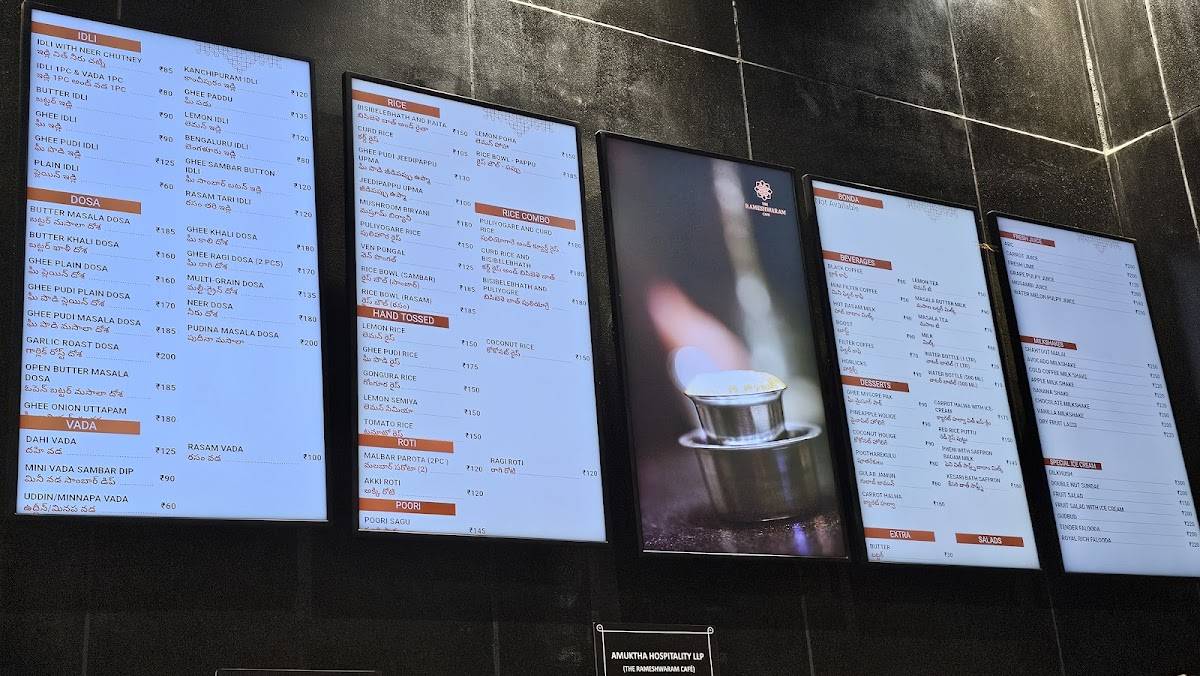 The Rameshwaram Cafe @ Madhapur menu