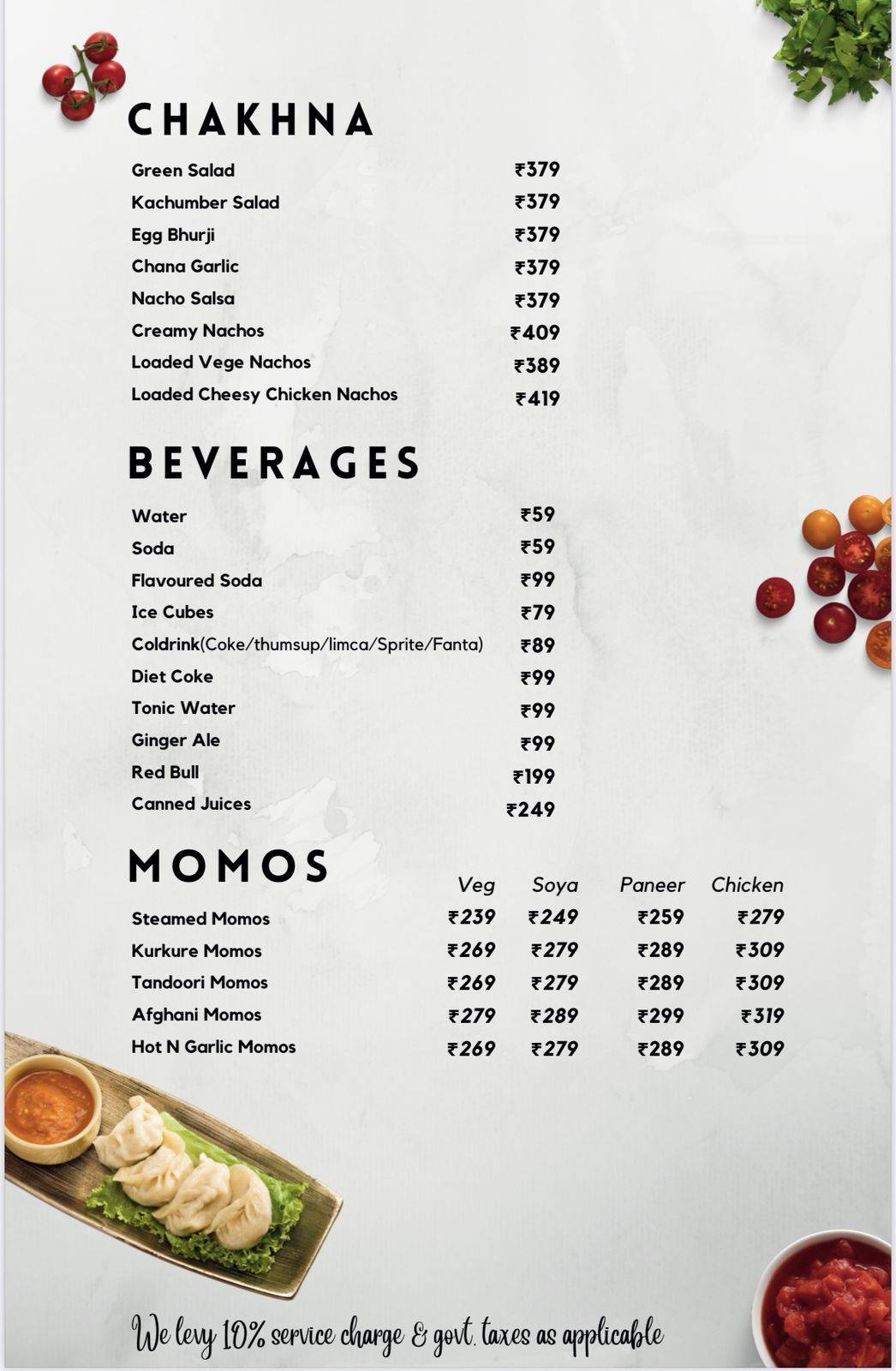 The Urban Kasba- BYOB& Café menu