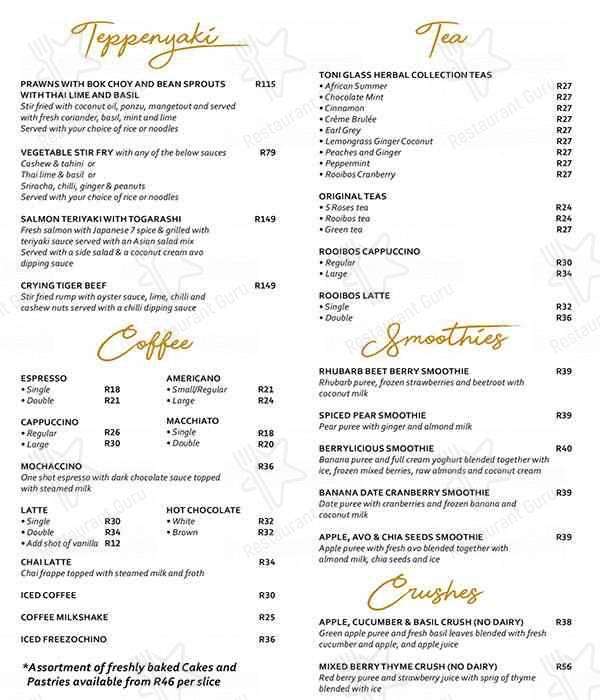 Menu at Thyme On Nicol restaurant, Johannesburg