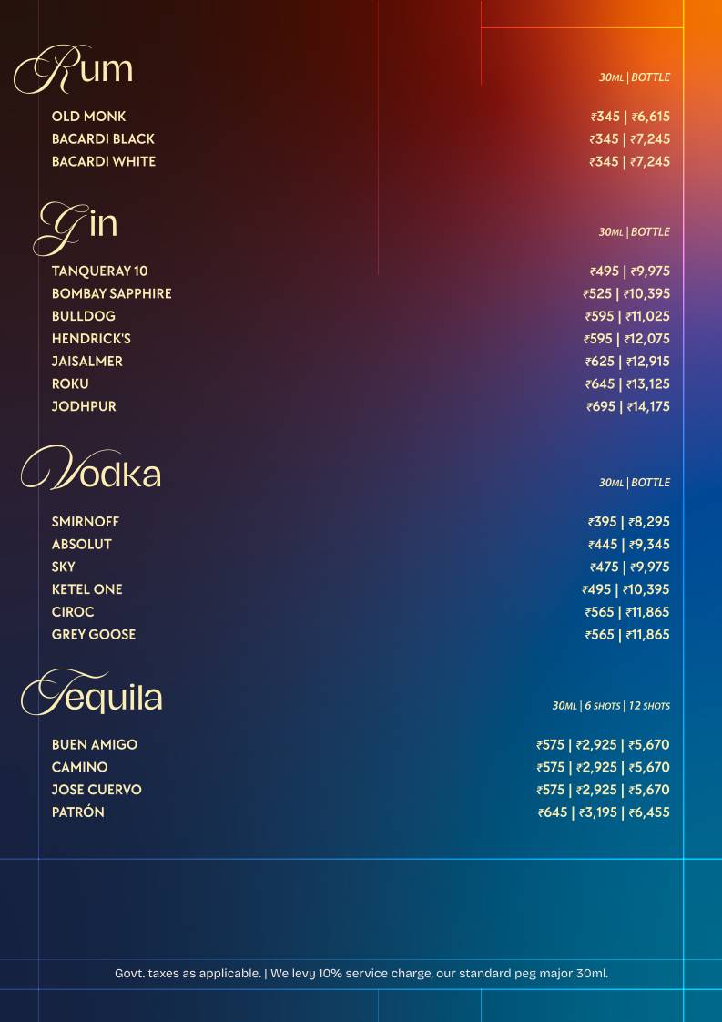 Trippy Tequila Noida menu