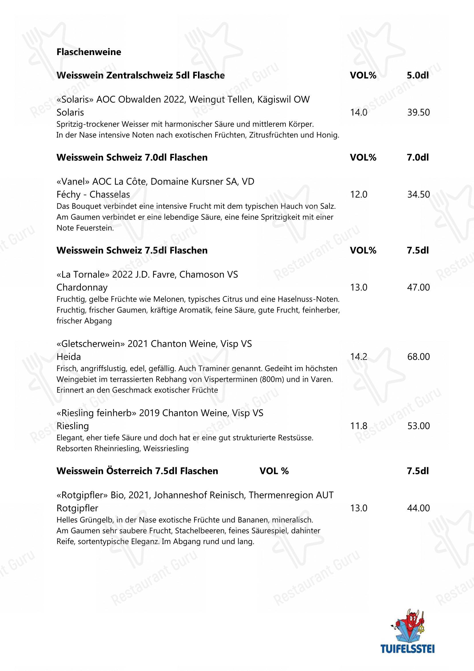 Menu bar per Restaurant Tuifelsstei ristorante