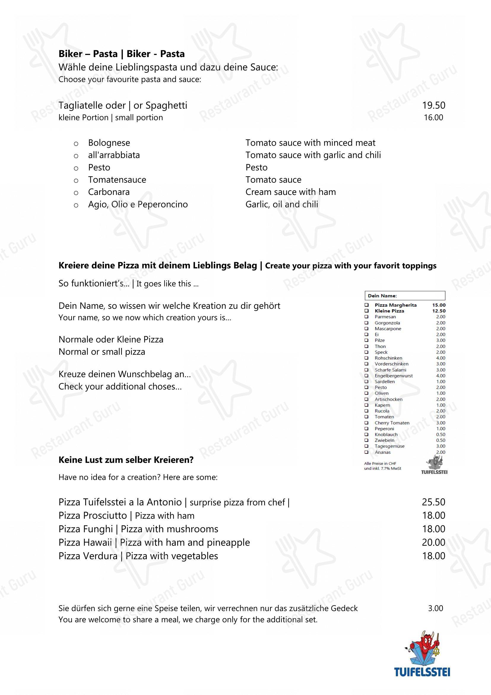 Menu bar per Restaurant Tuifelsstei ristorante
