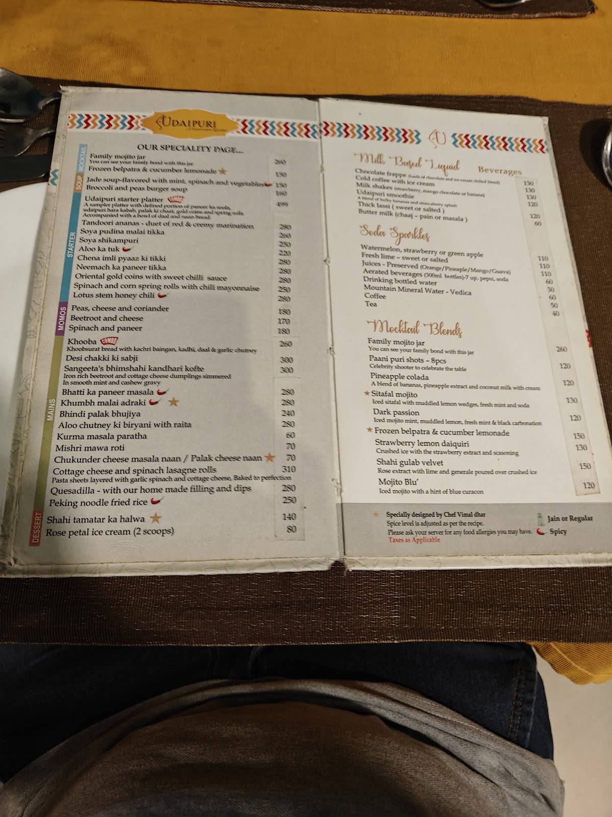 Udaipuri Restaurant menu