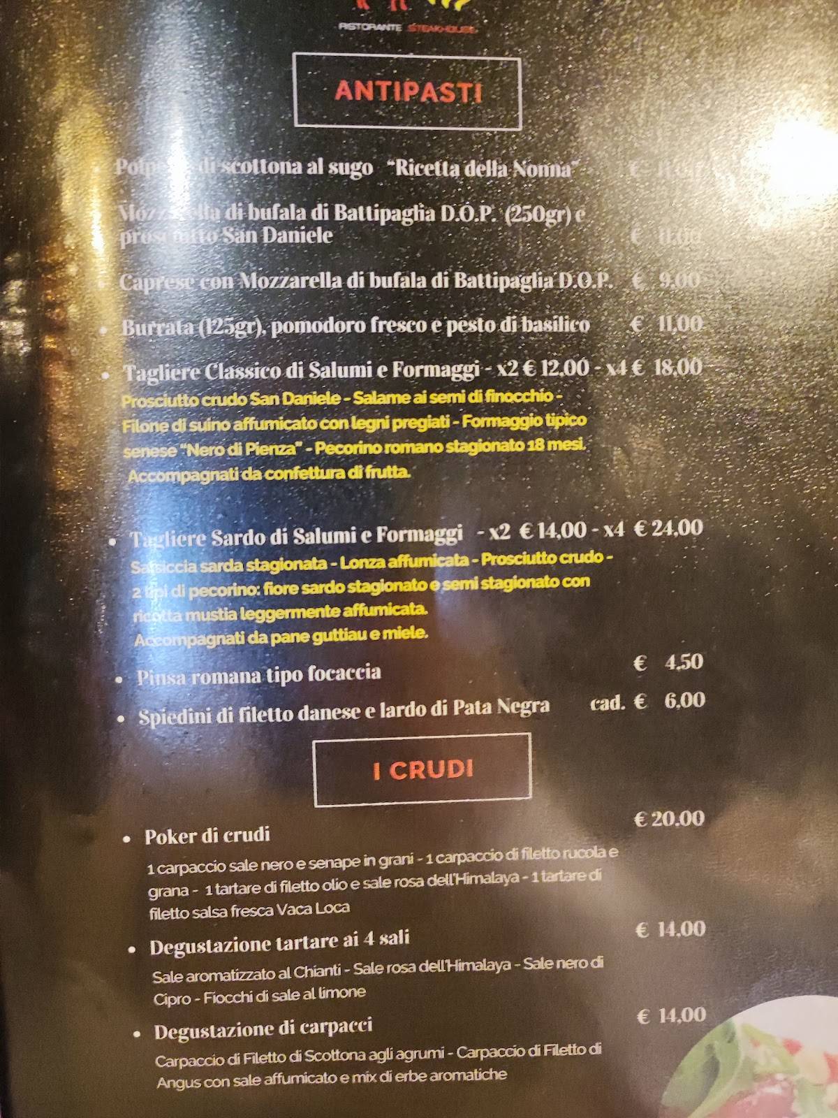Menu di Vaca Loca 