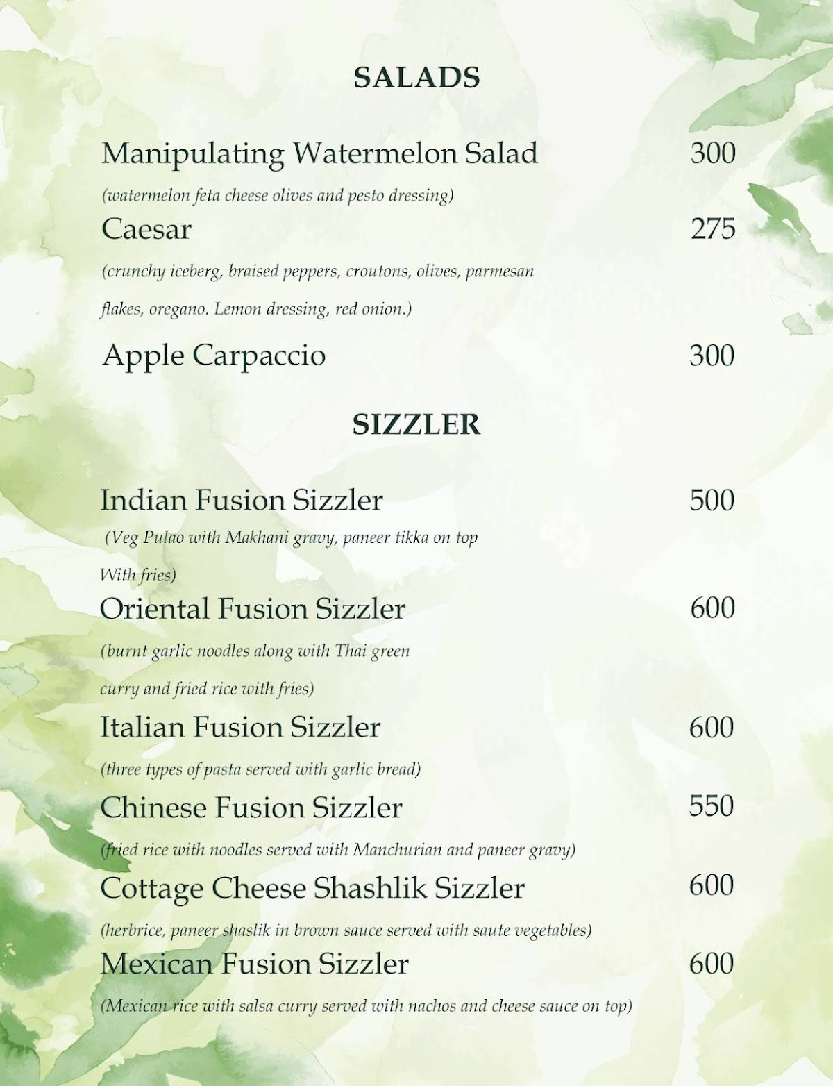 Veranda Rooftop Restro Cafe menu