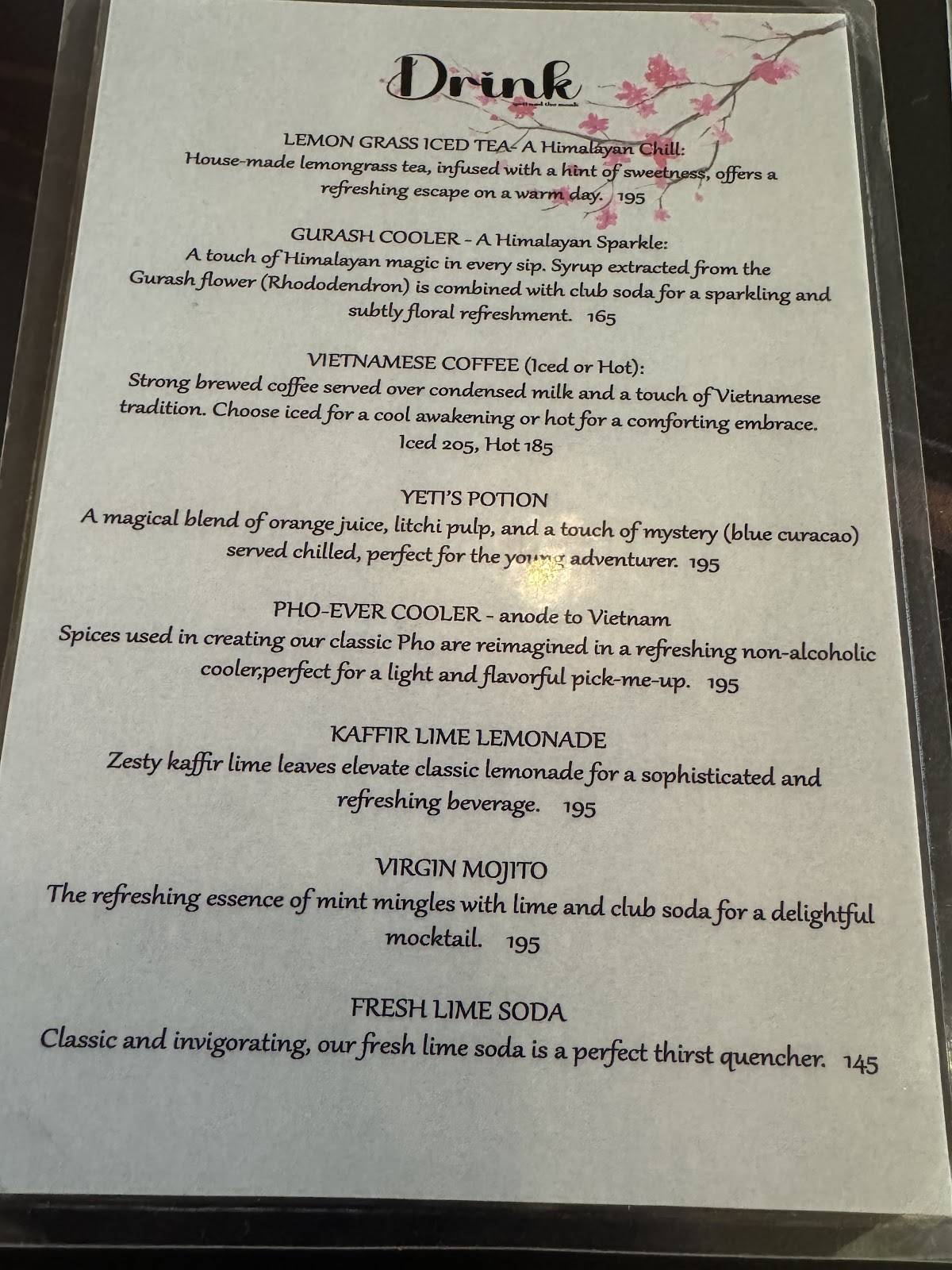 YETI AND THE MONK - Viman Nagar menu