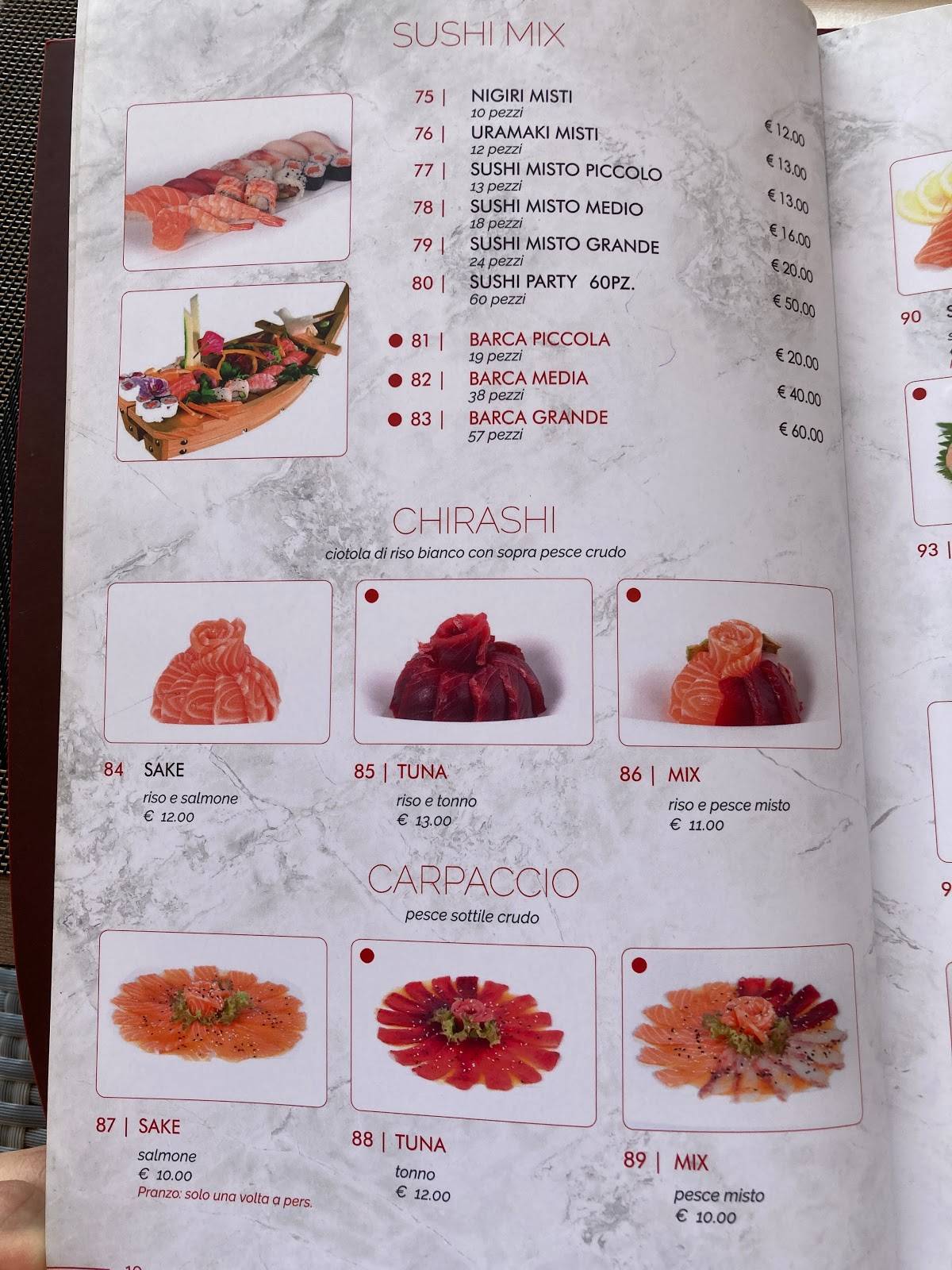 Menu di Ya Sushi! 