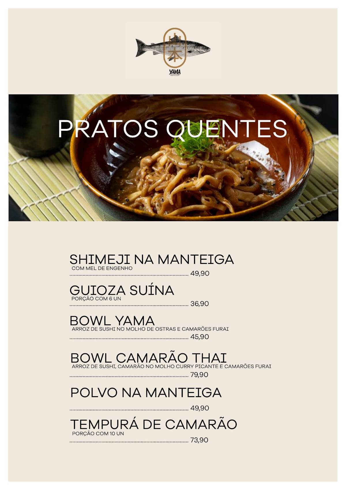 Yama Creative Sushi cardápio