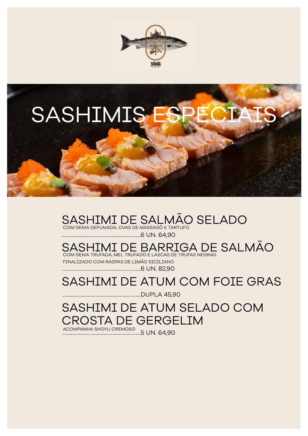 Yama Creative Sushi cardápio