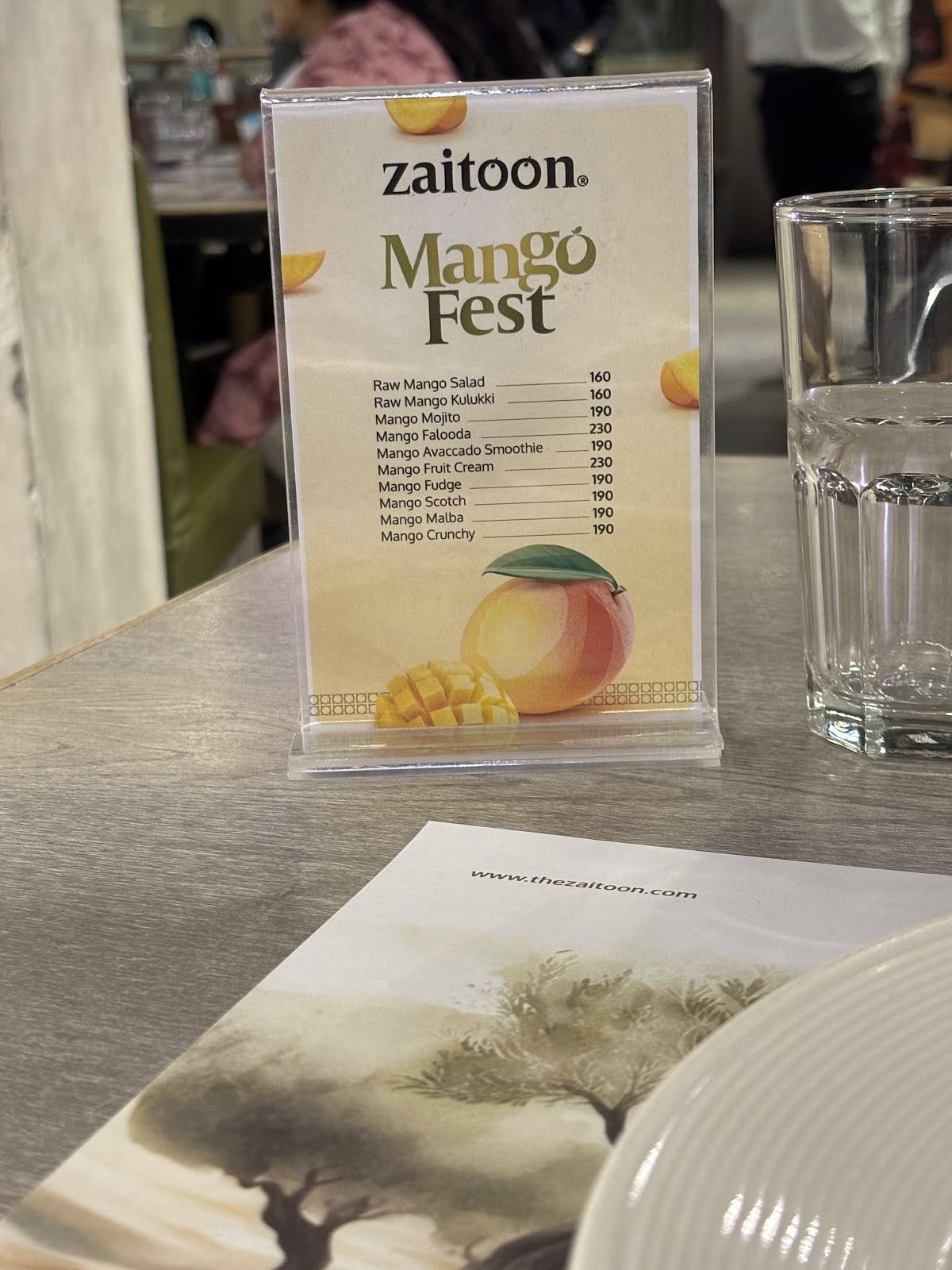 Zaitoon Restaurant, Vellore menu