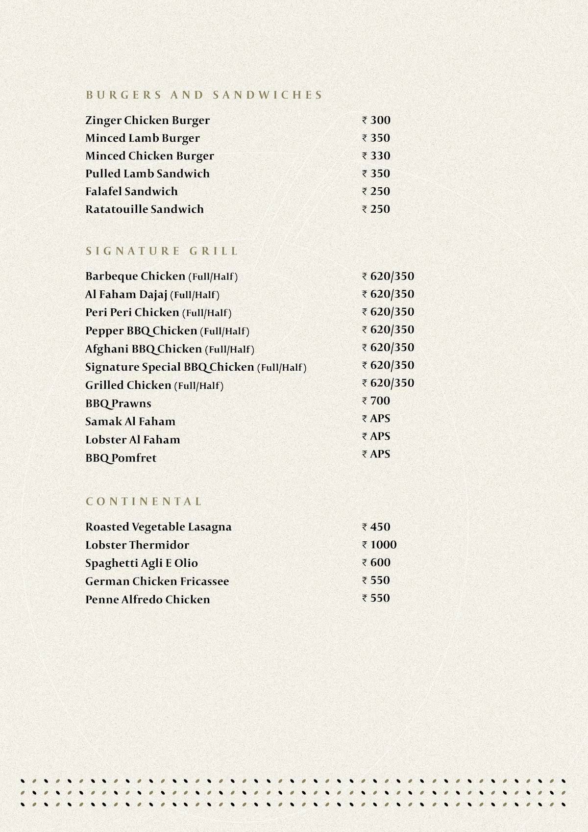Zaitoon Signature menu