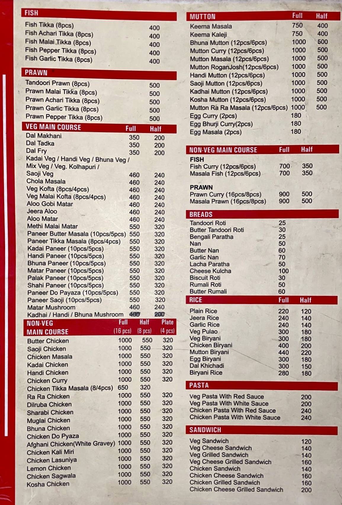 bula’s kitchen menu