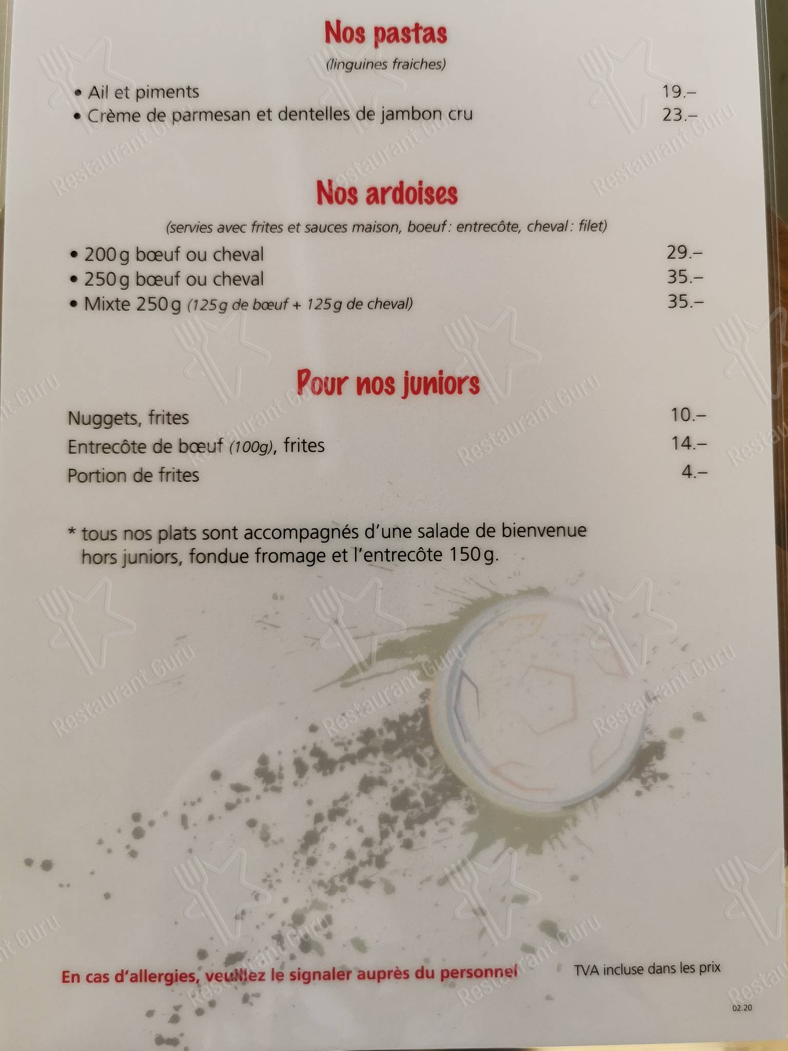 Menu per (Fermeture Estivale) Restaurant des Buchilles Chez Caro ristorante