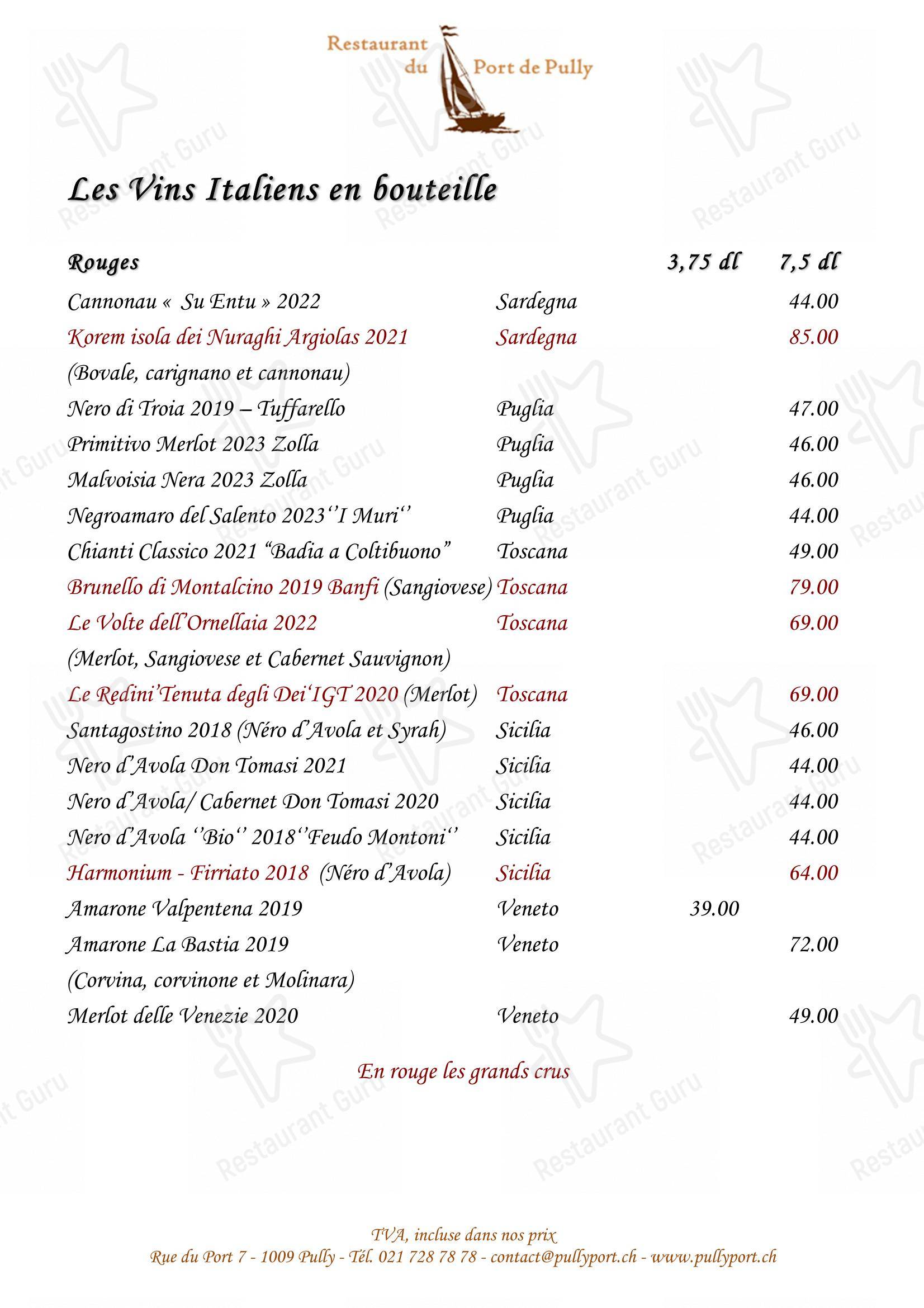 Guarda il menu di Restaurant du Port de Pully