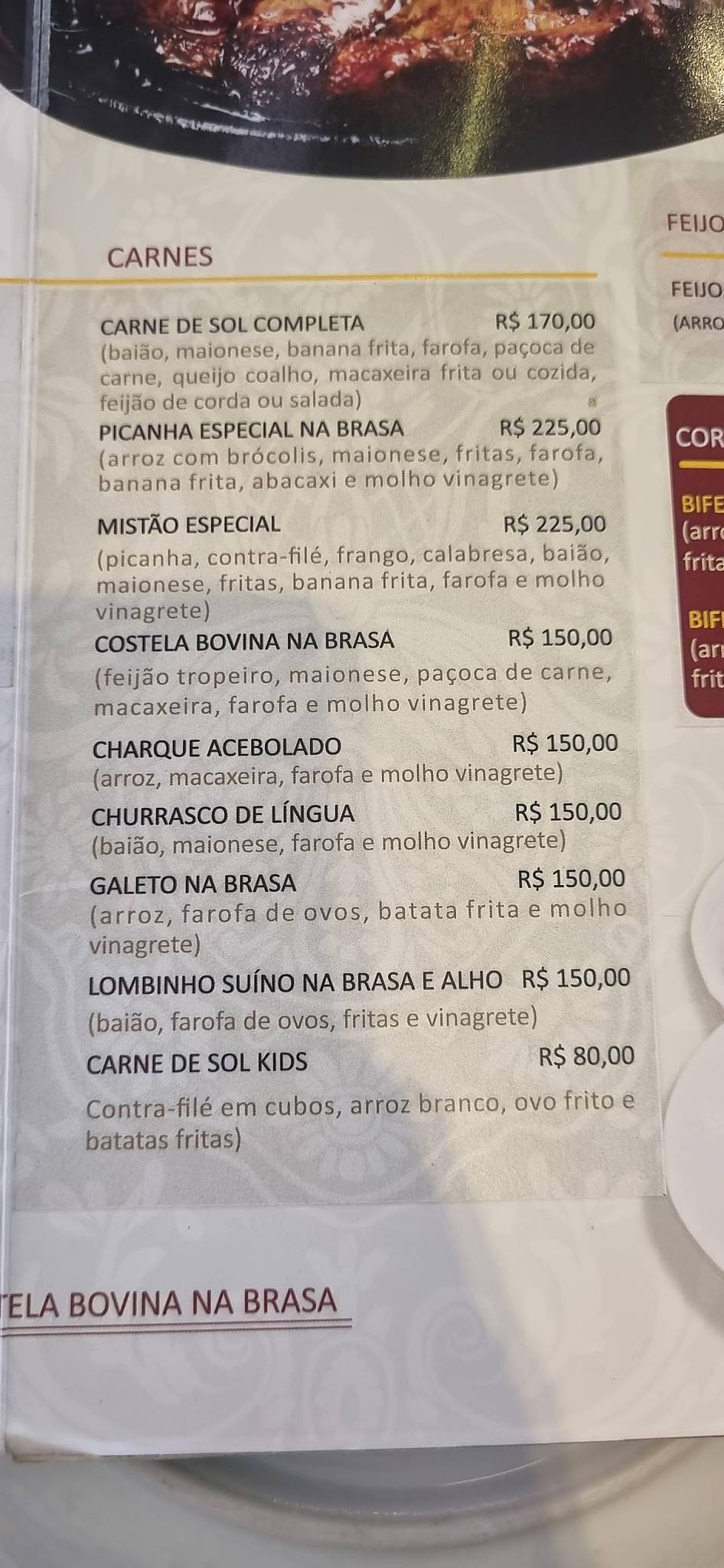 Bom Prato cardápio