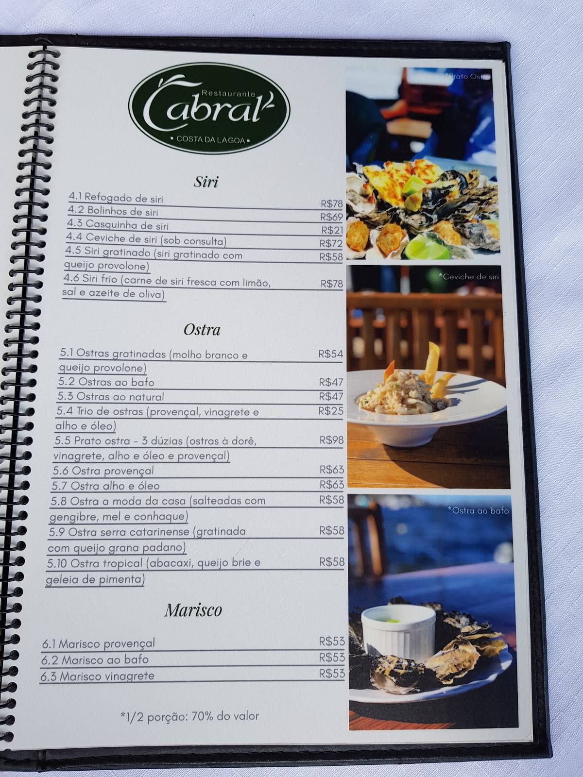 Restaurante Cabral Parador 19 cardápio