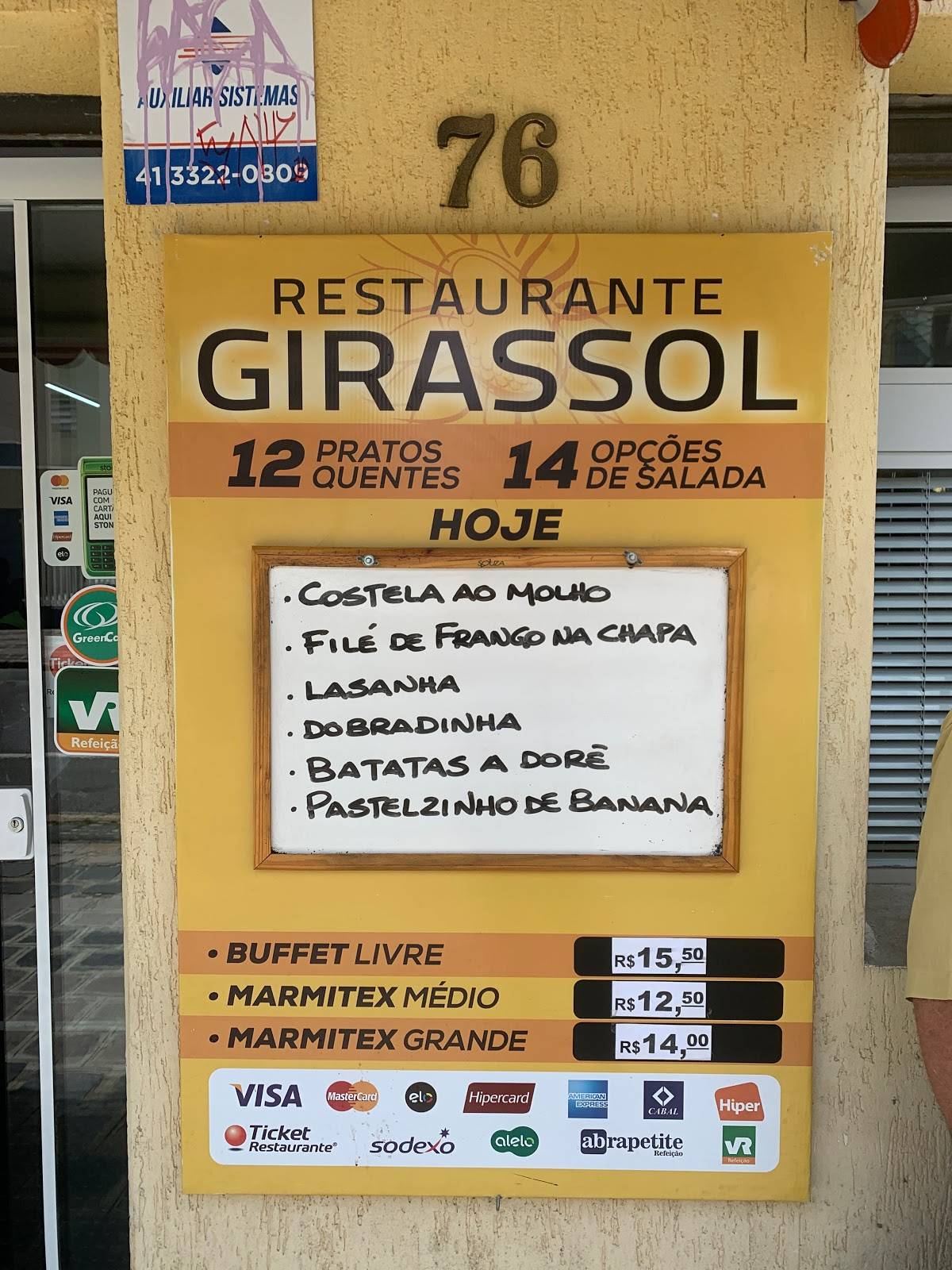 Restaurante Girassol cardápio
