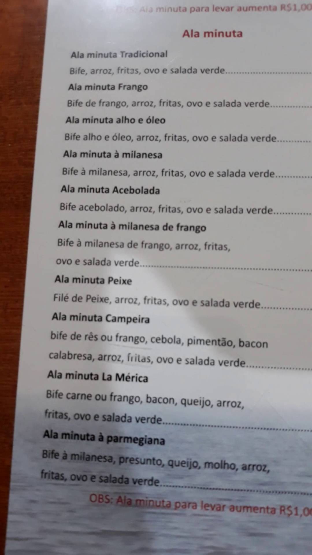 Restaurante La Merica cardápio