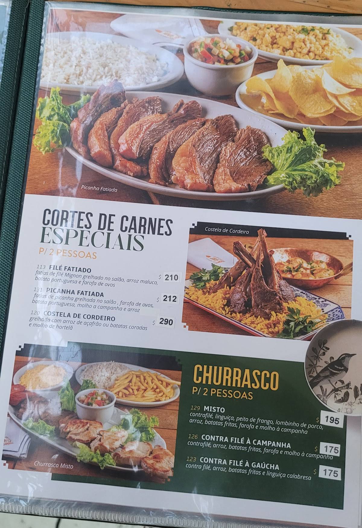 Restaurante Quinta da Boa Vista cardápio