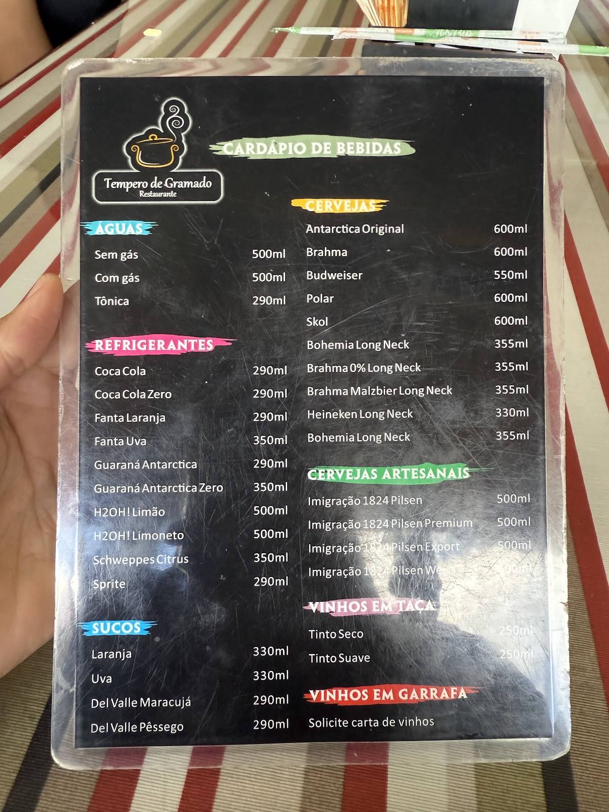 Restaurante Tempero de Gramado cardápio