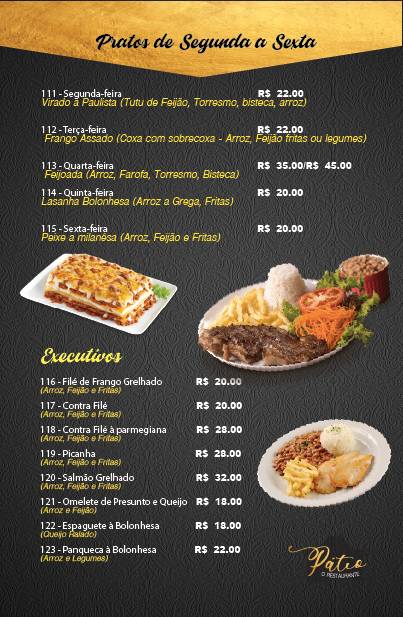 Menu em Restaurante Zona Norte de São Paulo - Patio O Restaurante, São ...