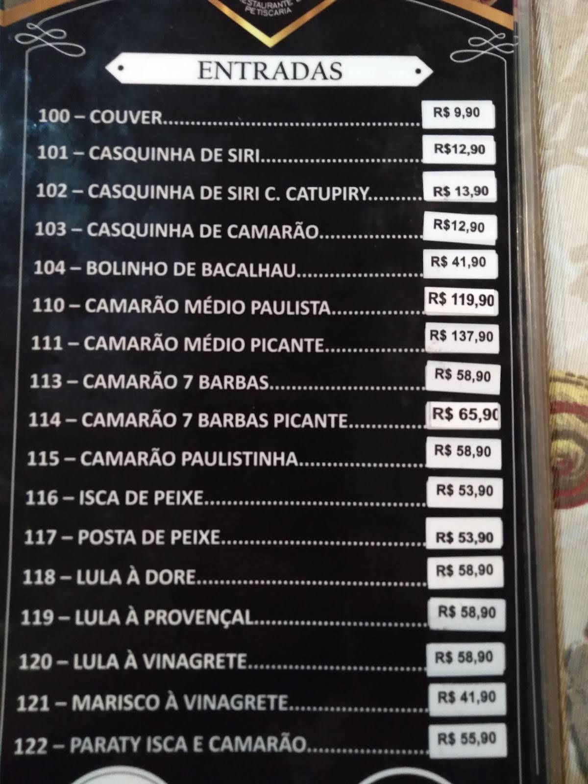 Toque Caiçara cardápio