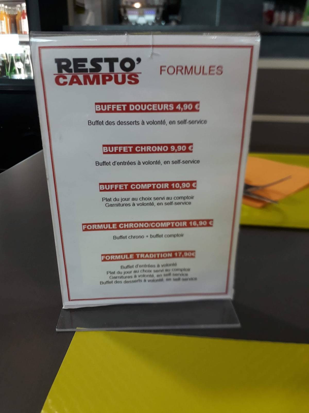 Menu au Resto Campus APPA restaurant, Saint-Chamond