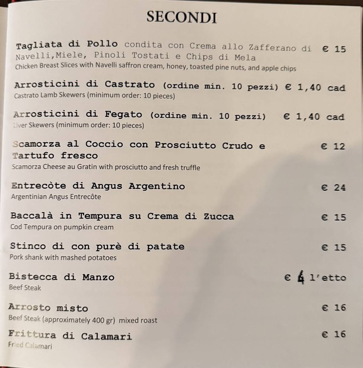 Menu di RétroGusto 