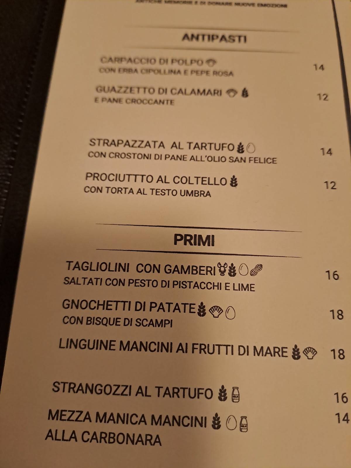 Menu di Rilù Ristorante 