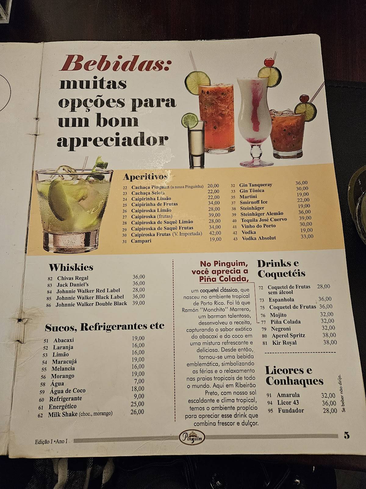 Choperia Pinguim cardápio